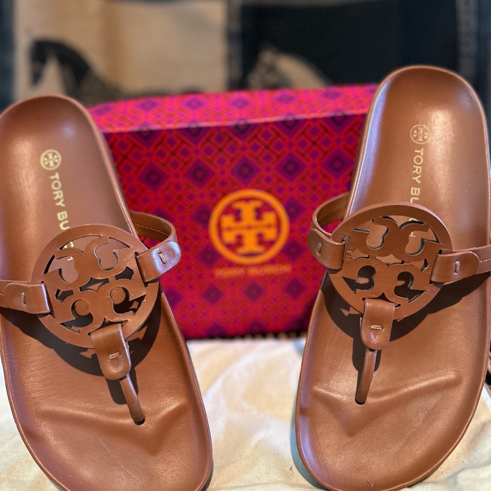 Tory Burch Chocolate Brown Slide Sandals